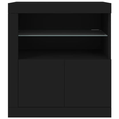 Credenza con Luci LED Nera 60,5x37x67 cm