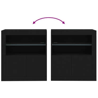 Credenza con Luci LED Nera 60,5x37x67 cm