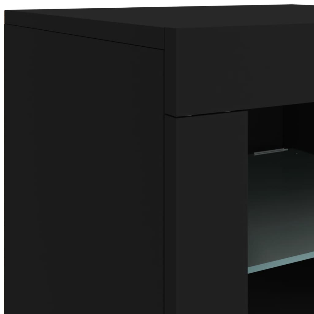 Credenza con Luci LED Nera 60,5x37x67 cm