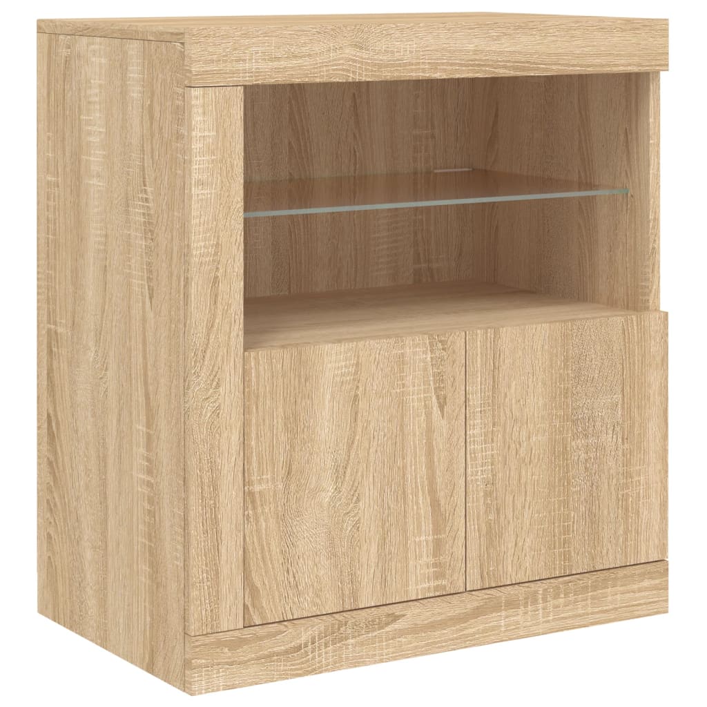 Credenza con Luci LED Rovere Sonoma 60,5x37x67 cm - homemem39