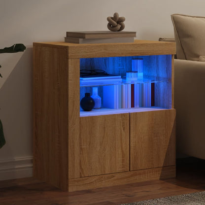 Credenza con Luci LED Rovere Sonoma 60,5x37x67 cm - homemem39