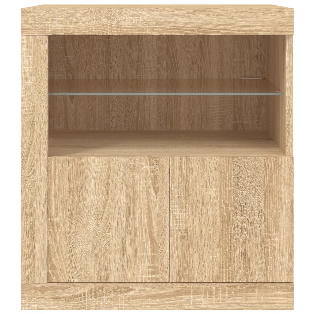 Credenza con Luci LED Rovere Sonoma 60,5x37x67 cm - homemem39