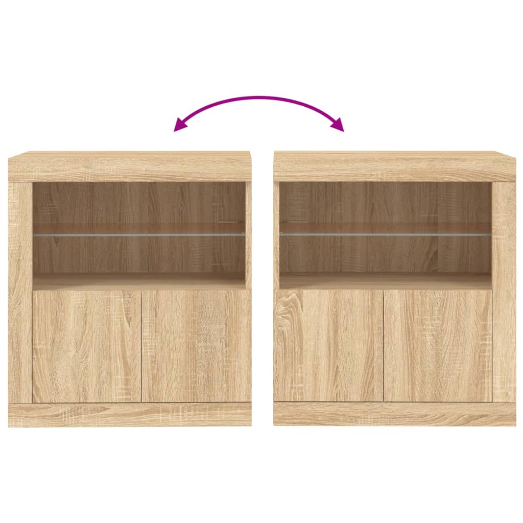 Credenza con Luci LED Rovere Sonoma 60,5x37x67 cm - homemem39