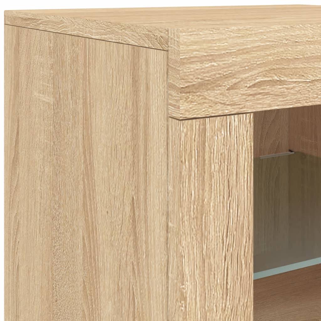 Credenza con Luci LED Rovere Sonoma 60,5x37x67 cm - homemem39