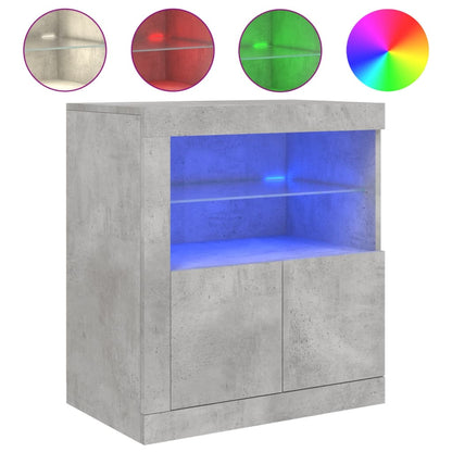 Credenza con Luci LED Grigio Cemento 60,5x37x67 cm