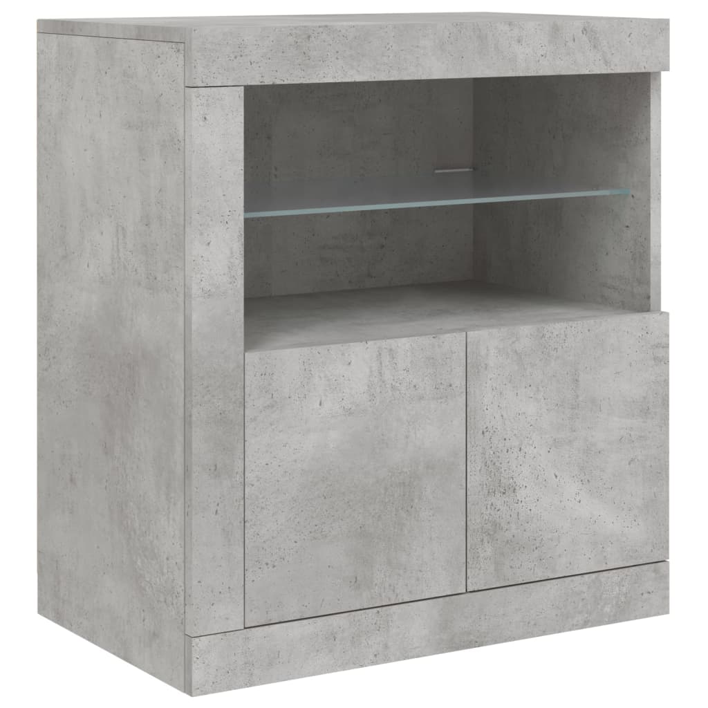 Credenza con Luci LED Grigio Cemento 60,5x37x67 cm - homemem39