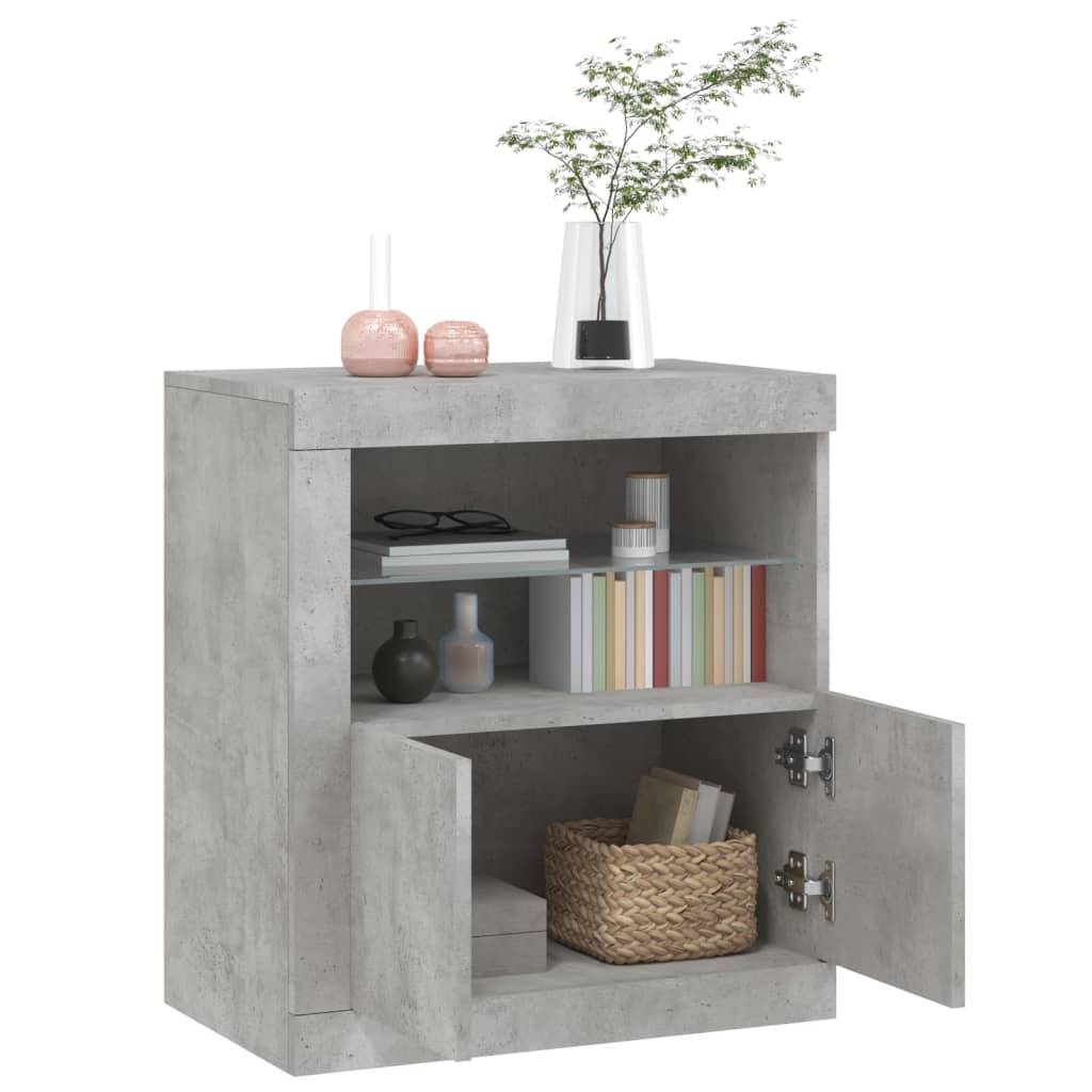 Credenza con Luci LED Grigio Cemento 60,5x37x67 cm