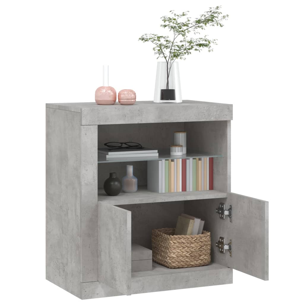 Credenza con Luci LED Grigio Cemento 60,5x37x67 cm - homemem39