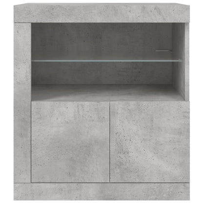 Credenza con Luci LED Grigio Cemento 60,5x37x67 cm