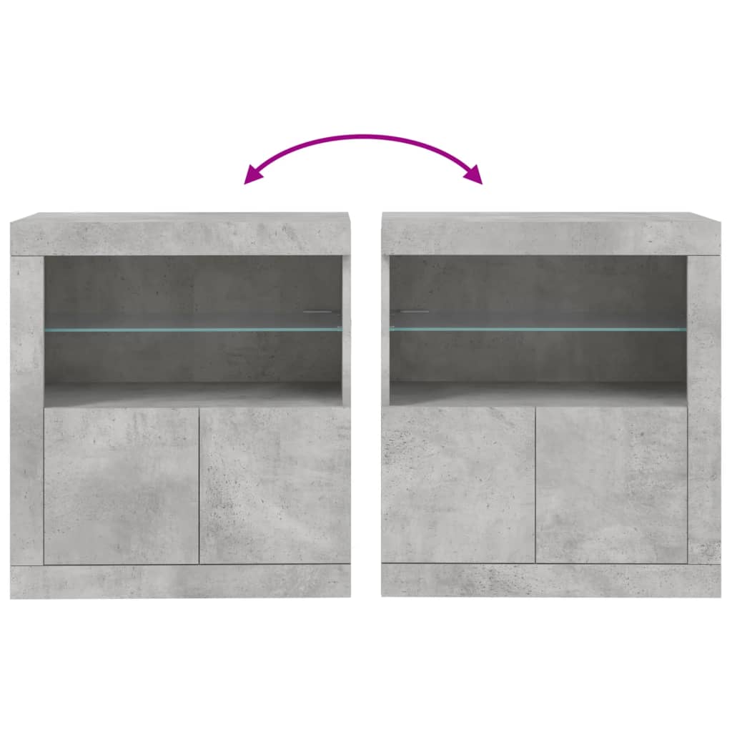 Credenza con Luci LED Grigio Cemento 60,5x37x67 cm