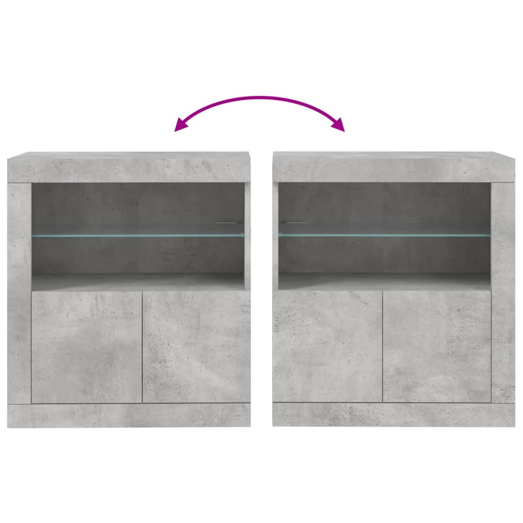 Credenza con Luci LED Grigio Cemento 60,5x37x67 cm - homemem39