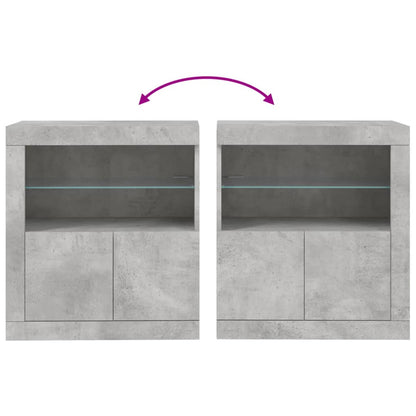 Credenza con Luci LED Grigio Cemento 60,5x37x67 cm - homemem39