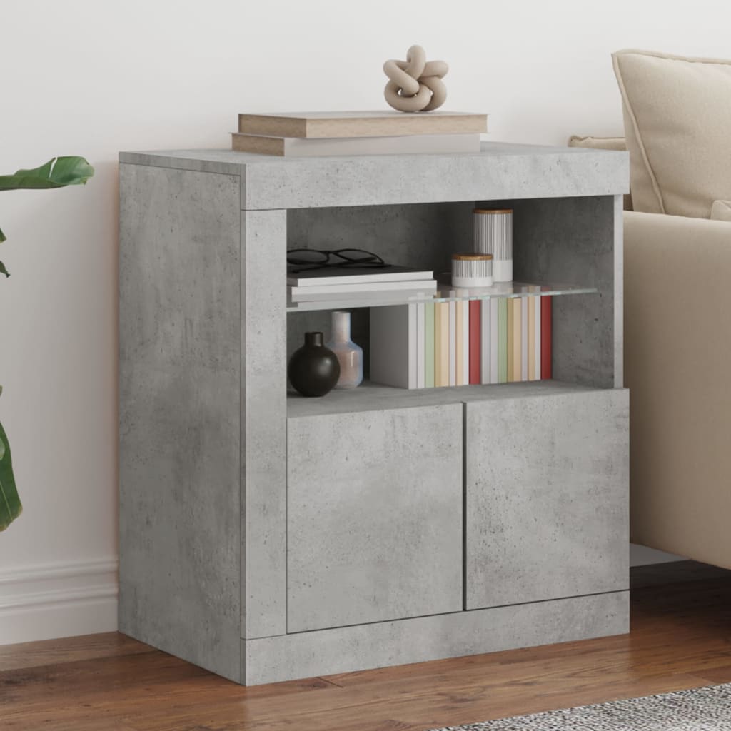 Credenza con Luci LED Grigio Cemento 60,5x37x67 cm - homemem39