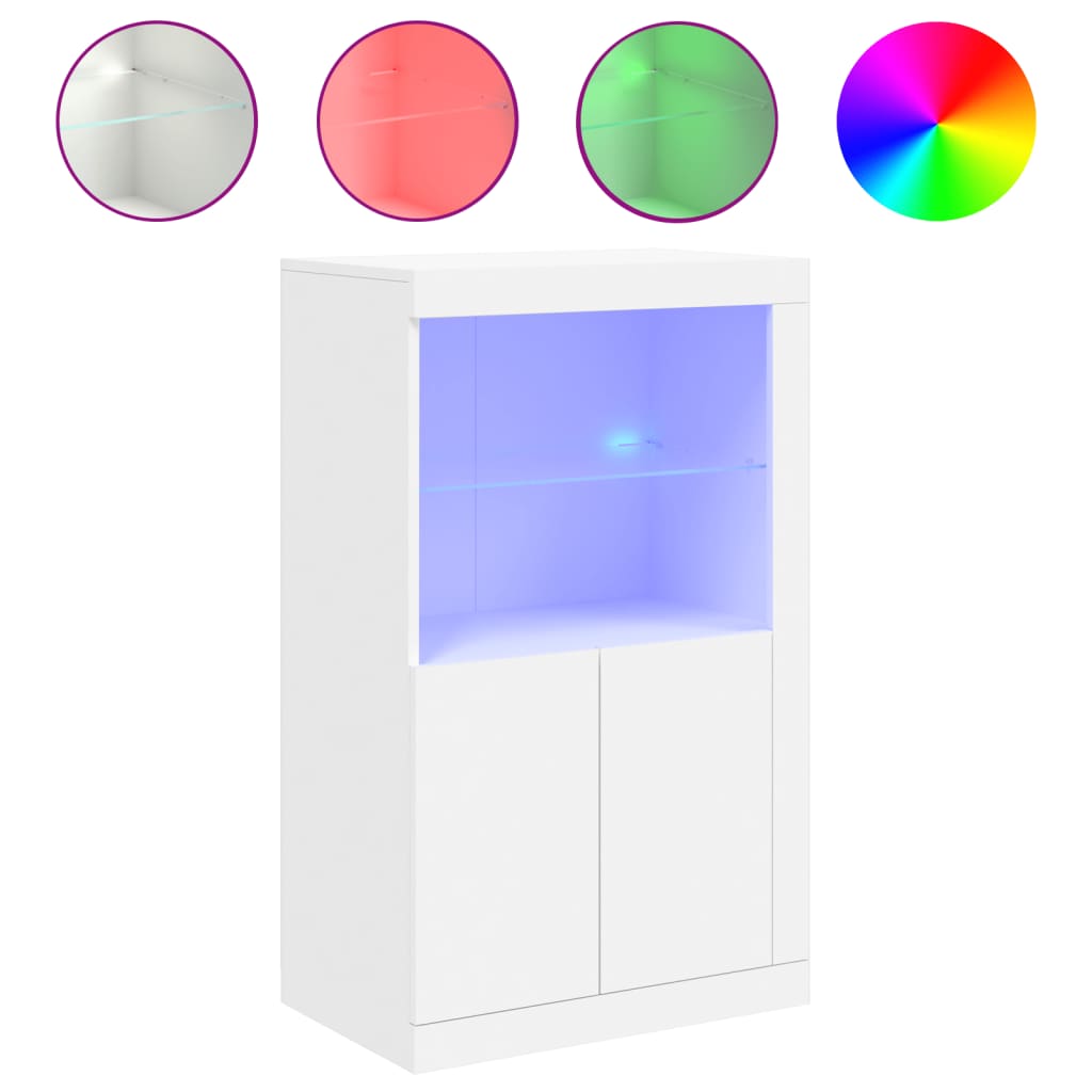 Armadietto con Luci LED Bianco in Legno Multistrato