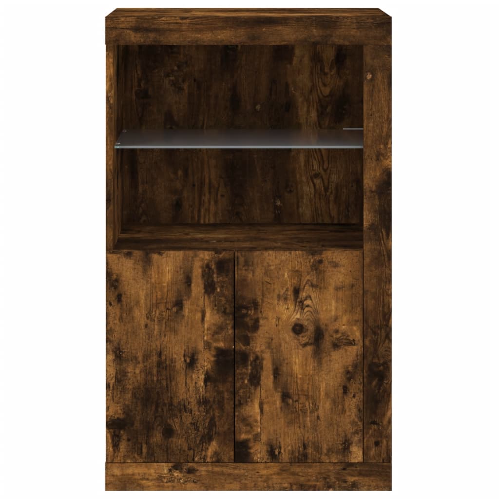Armadietto con Luci LED Rovere Fumo in Legno Multistrato