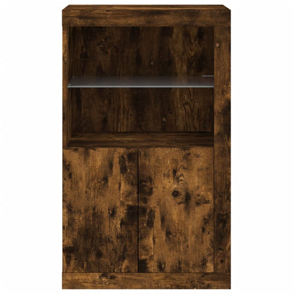 Armadietto con Luci LED Rovere Fumo in Legno Multistrato