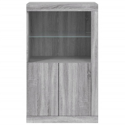 Armadietto con Luci LED Grigio Sonoma in Legno Multistrato