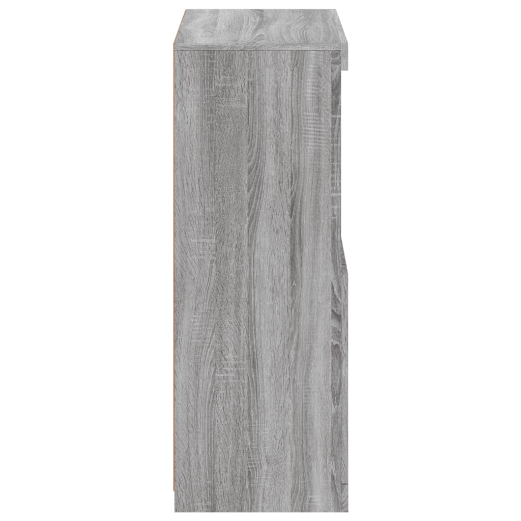 Armadietto con Luci LED Grigio Sonoma in Legno Multistrato