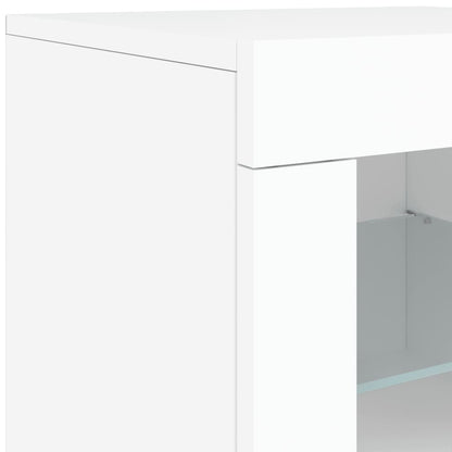 Armadietti con Luci LED 2pz Bianchi in Legno Multistrato