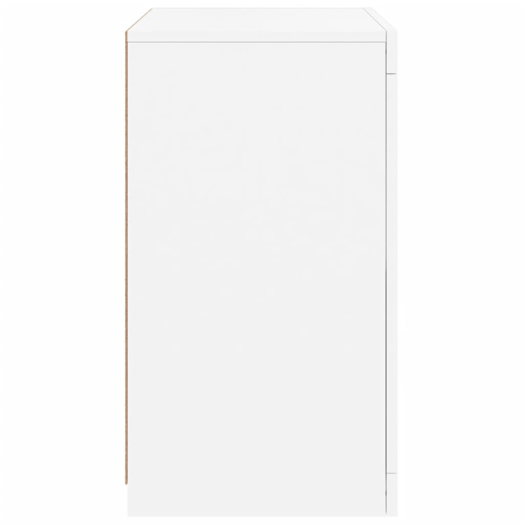 Armadietti con Luci LED 2pz Bianchi in Legno Multistrato