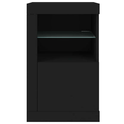 Armadietto con Luci LED Nero in Legno Multistrato