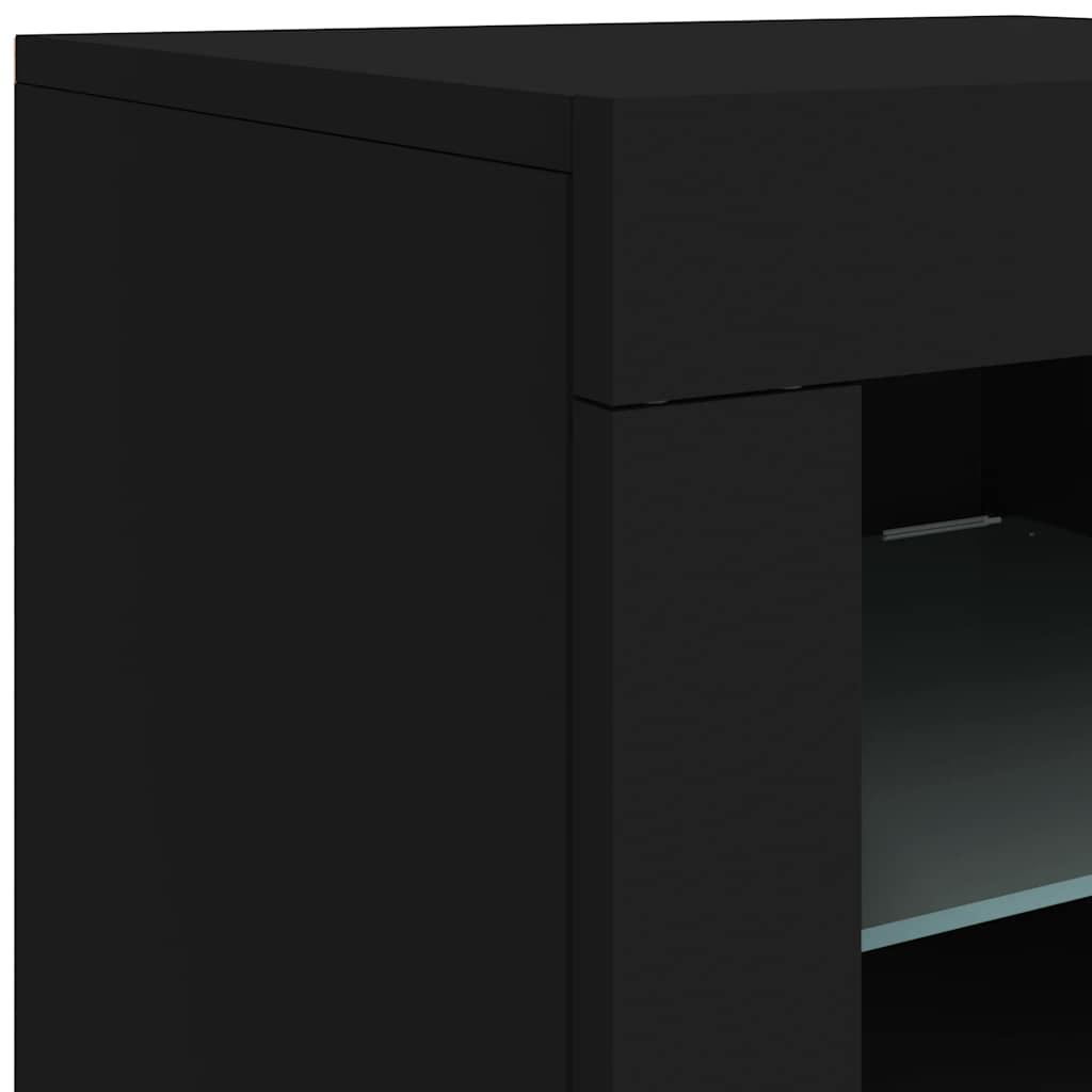 Armadietto con Luci LED Nero in Legno Multistrato
