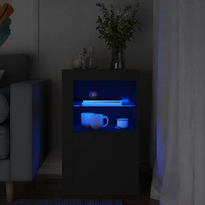 Armadietto con Luci LED Nero in Legno Multistrato