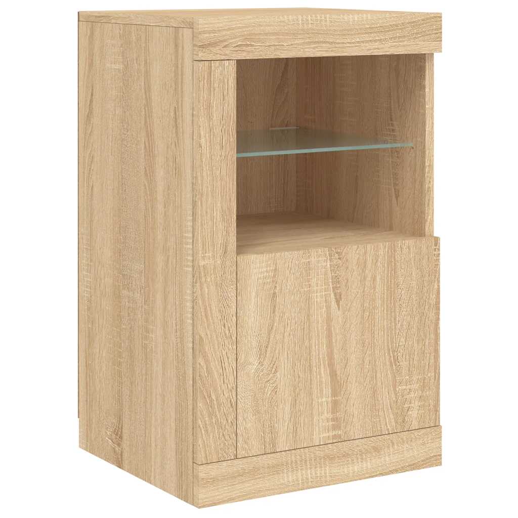 Armadietto con Luci LED Rovere Sonoma in Legno Multistrato