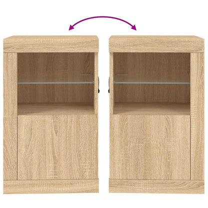 Armadietto con Luci LED Rovere Sonoma in Legno Multistrato - homemem39