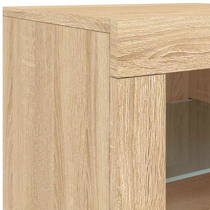 Armadietto con Luci LED Rovere Sonoma in Legno Multistrato