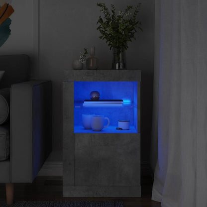 Armadietto con Luci LED Grigio Cemento in Legno Multistrato