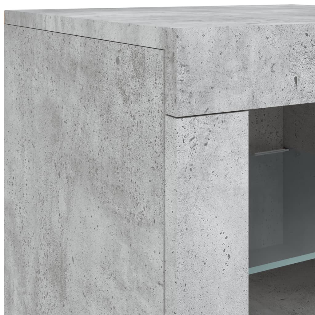 Armadietti con Luci LED 2pz Grigio Cemento in Legno Multistrato