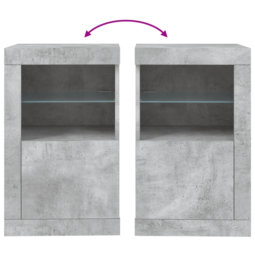 Armadietti con Luci LED 2pz Grigio Cemento in Legno Multistrato | homemem39