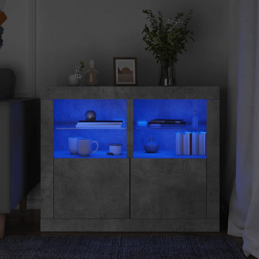 Armadietti con Luci LED 2pz Grigio Cemento in Legno Multistrato | homemem39