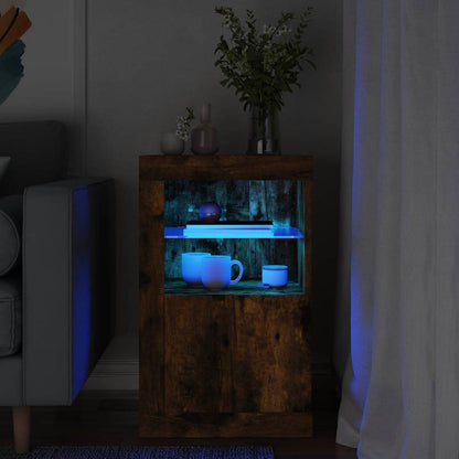 Armadietto con Luci LED Rovere Fumo in Legno Multistrato