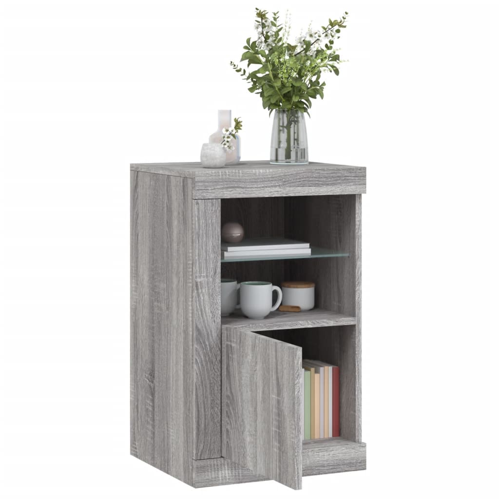 Armadietto con Luci LED Grigio Sonoma in Legno Multistrato - homemem39