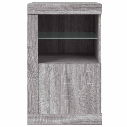 Armadietto con Luci LED Grigio Sonoma in Legno Multistrato