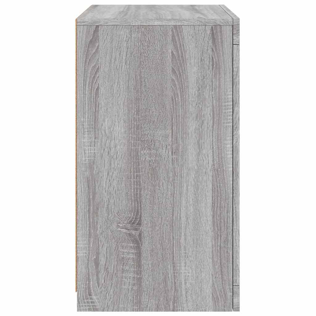 Armadietto con Luci LED Grigio Sonoma in Legno Multistrato