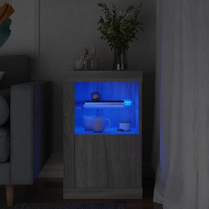 Armadietto con Luci LED Grigio Sonoma in Legno Multistrato