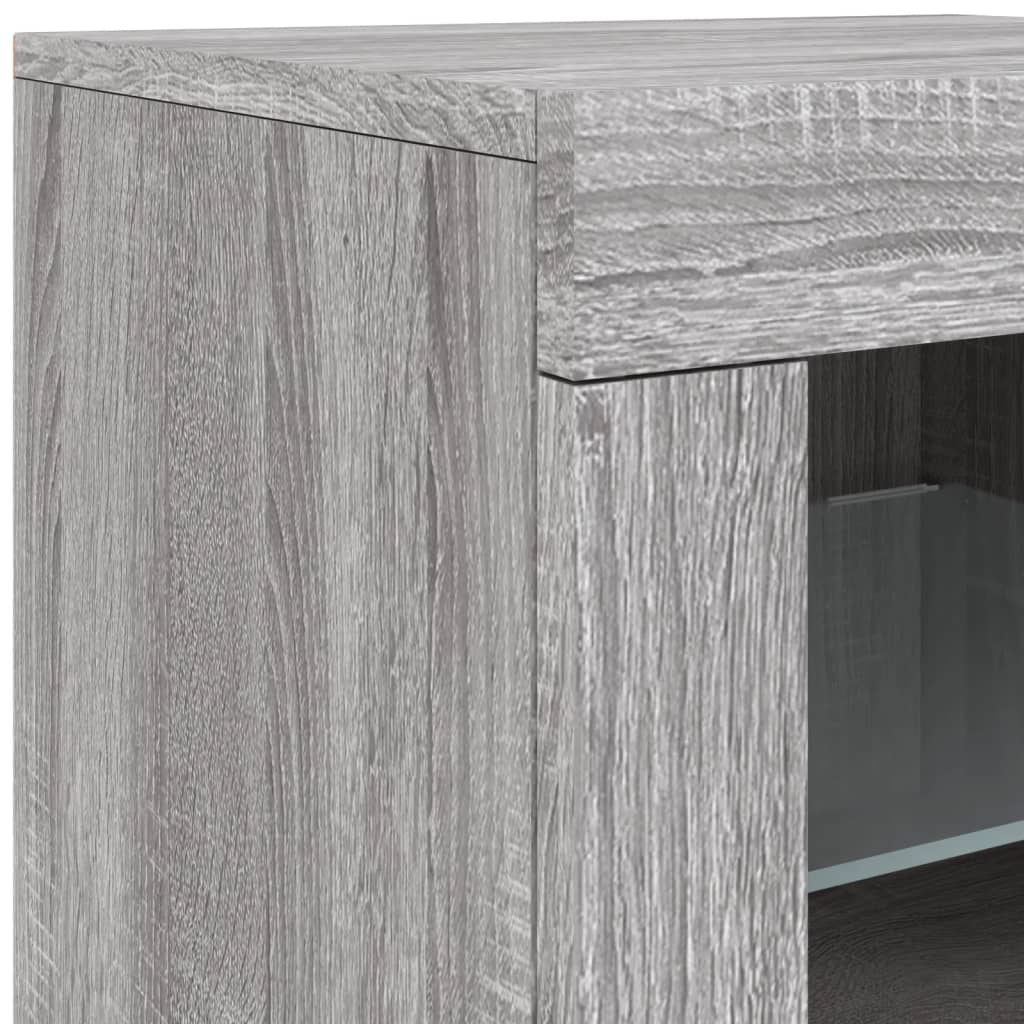 Armadietti con Luci LED 2pz Grigio Sonoma in Legno Multistrato