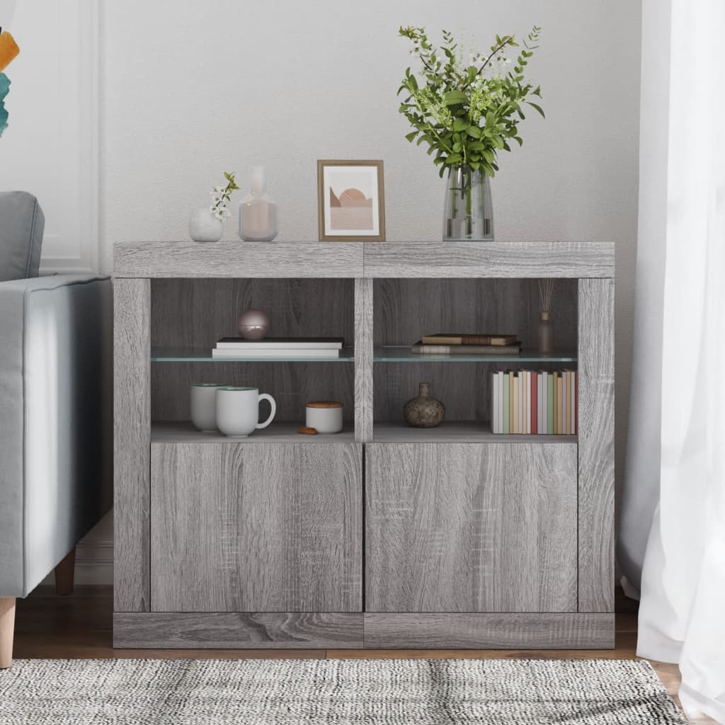 Armadietti con Luci LED 2pz in legno multistrato
