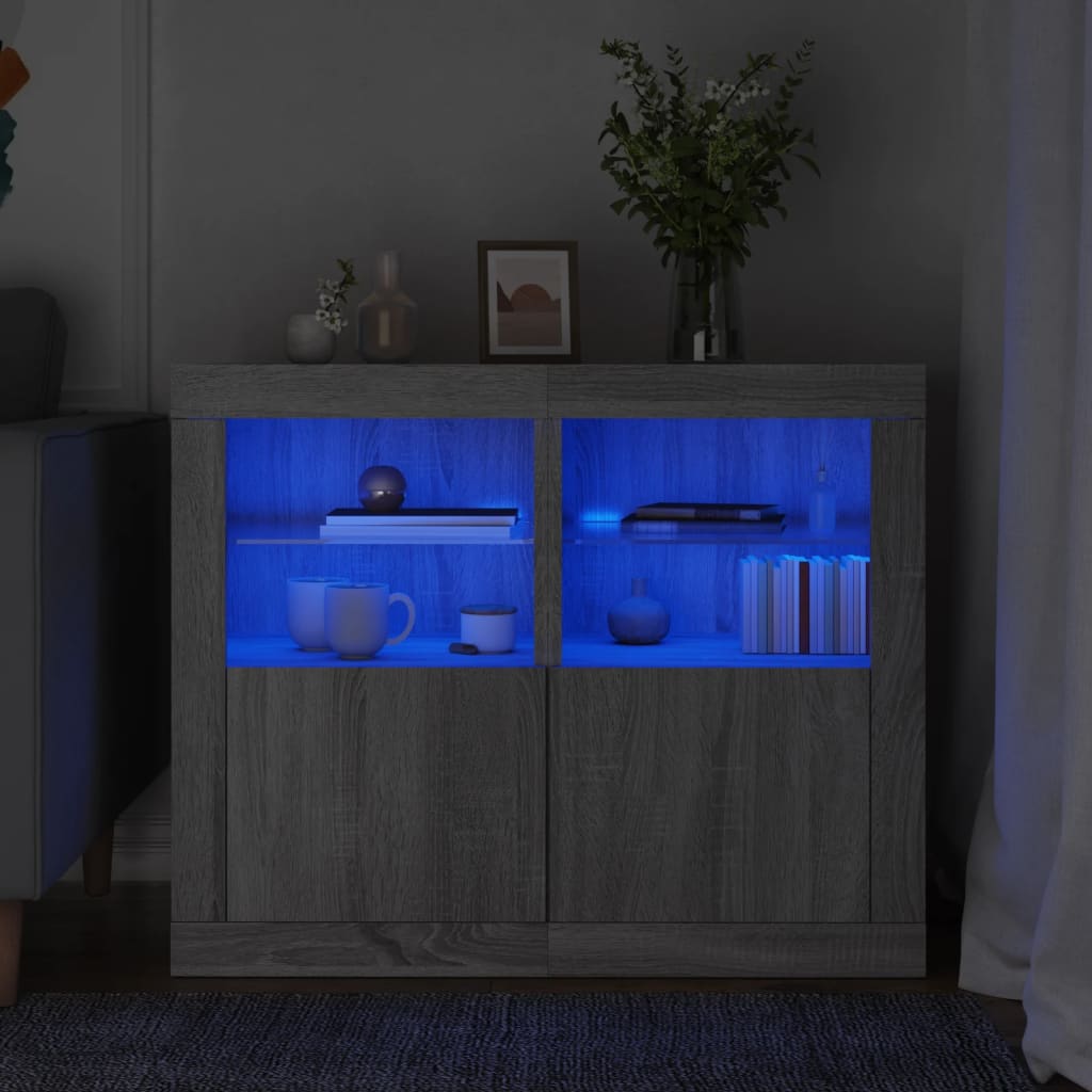 Armadietti con Luci LED 2pz in legno multistrato