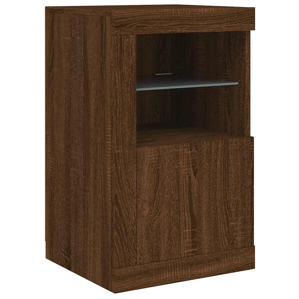 Armadietto con Luci LED Rovere Marrone in Legno Multistrato