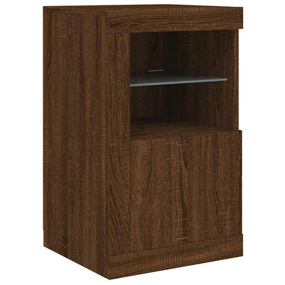 Armadietto con Luci LED Rovere Marrone in Legno Multistrato