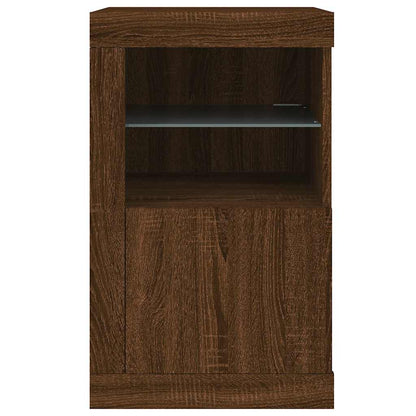 Armadietto con Luci LED Rovere Marrone in Legno Multistrato