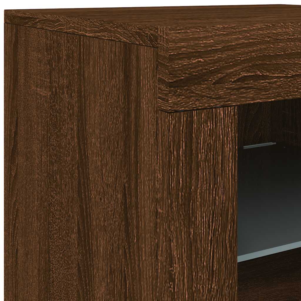 Armadietto con Luci LED Rovere Marrone in Legno Multistrato