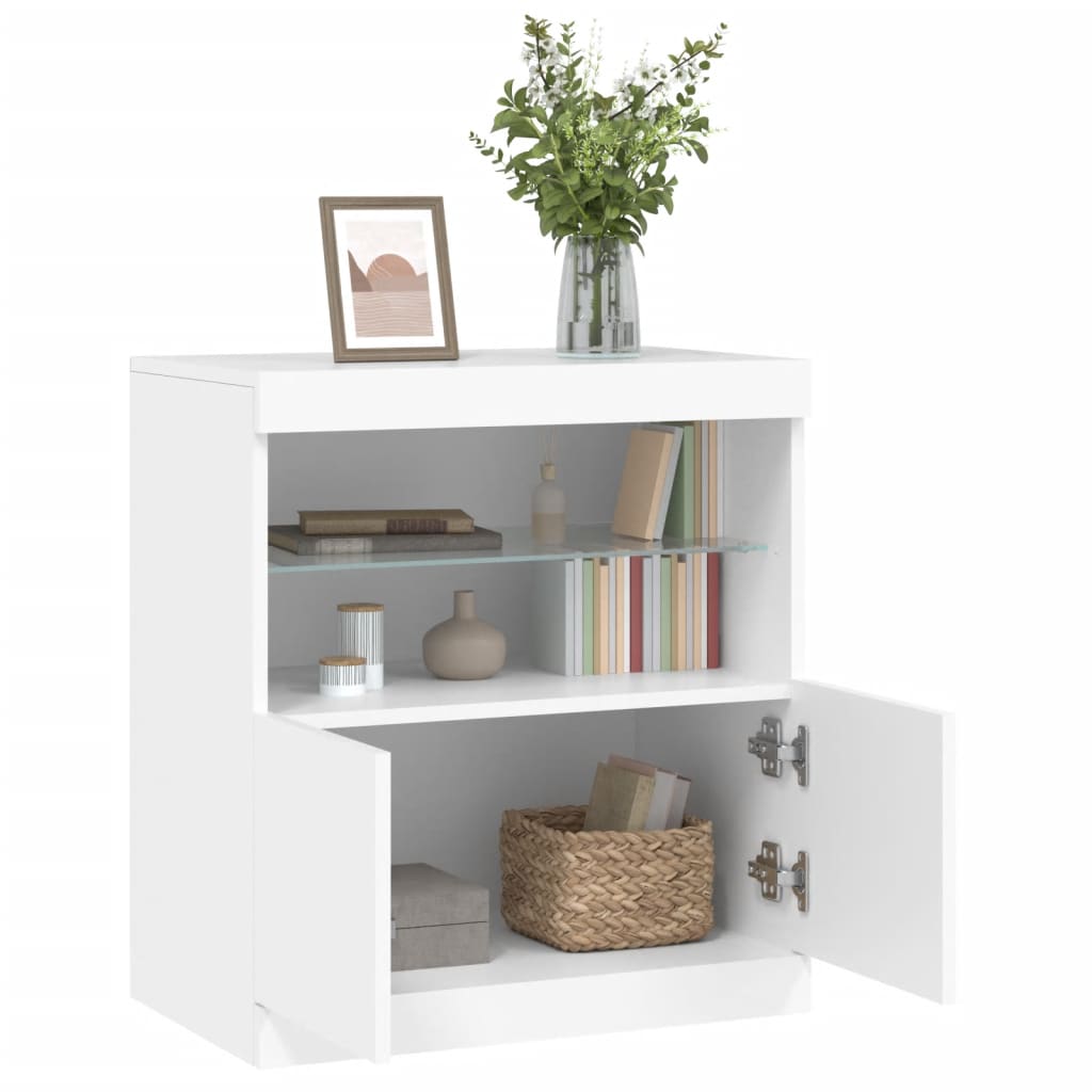 Credenza con Luci LED Bianca 60x37x67 cm - homemem39
