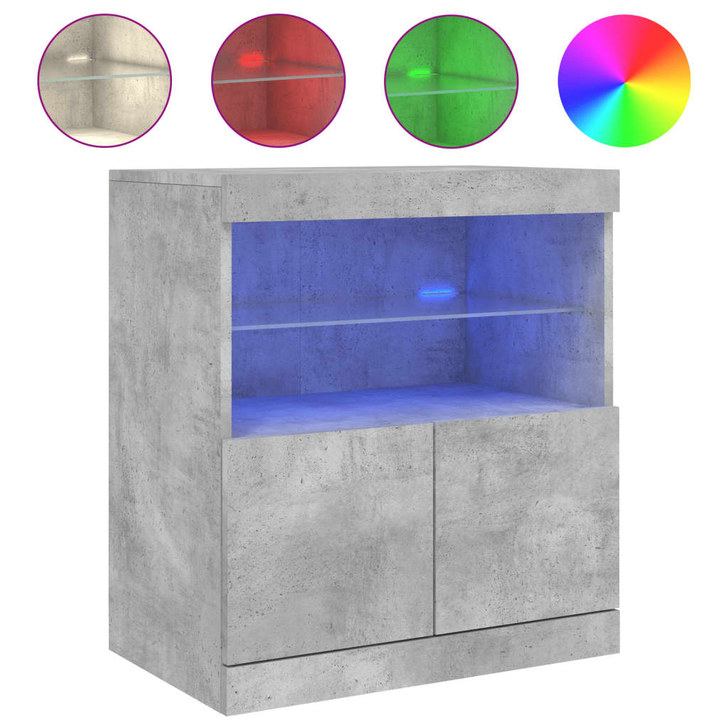 Credenza con Luci LED Grigio Cemento 60x37x67 cm - homemem39