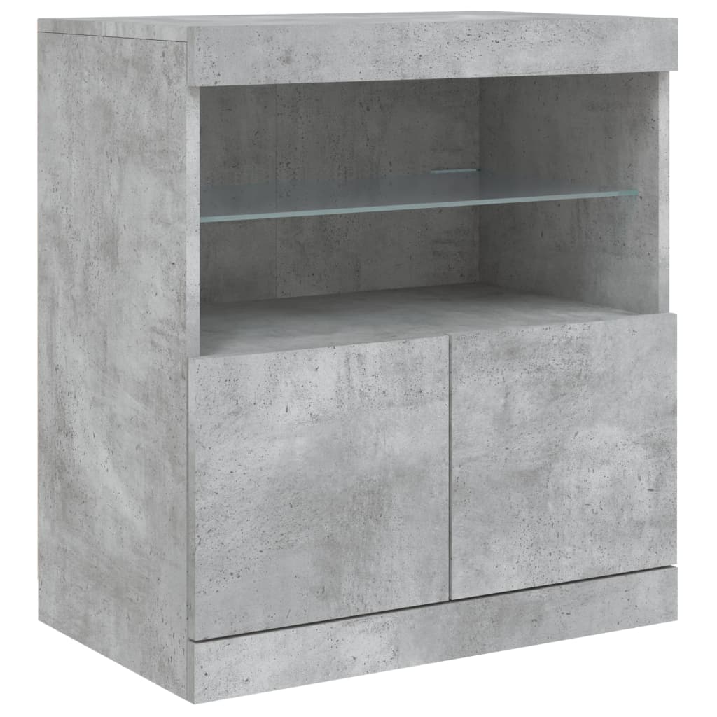 Credenza con Luci LED Grigio Cemento 60x37x67 cm