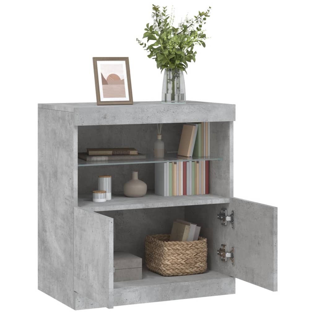 Credenza con Luci LED Grigio Cemento 60x37x67 cm